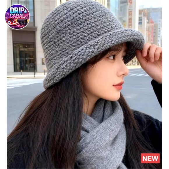 Handmade Acrylic Knitted Bucket Hat Winter Warm Crochet Cap main image 3